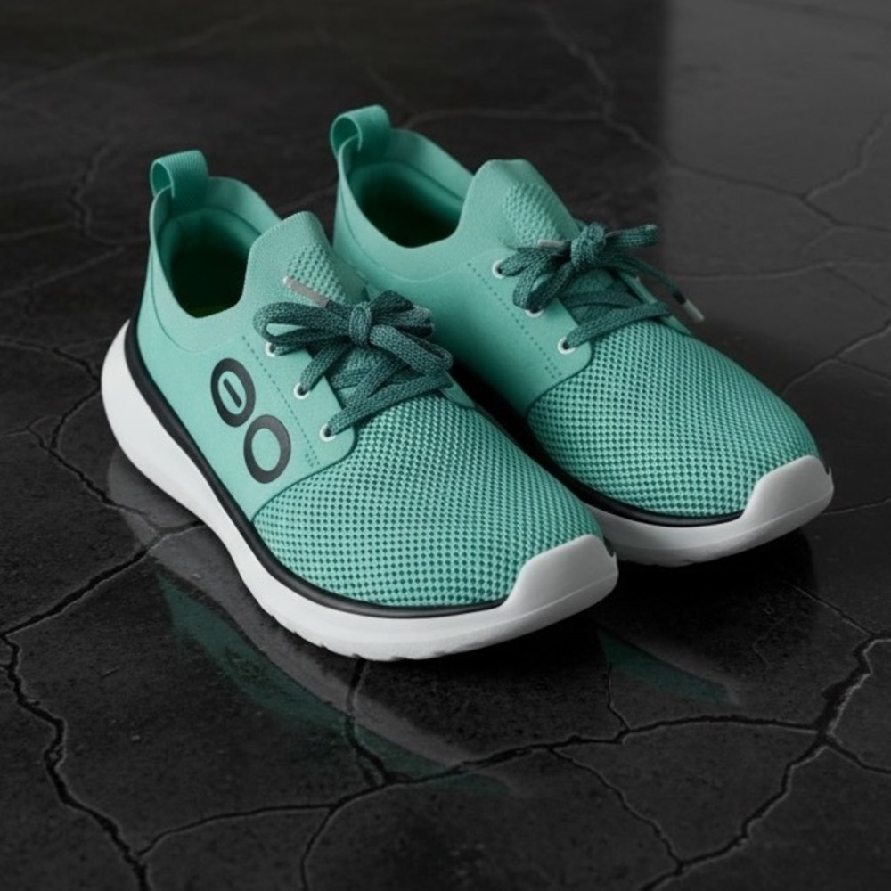 Oofos OOmy Stride Mesh Low Teal Green Recovery Walking Shoes Womens Size 8 EU 39